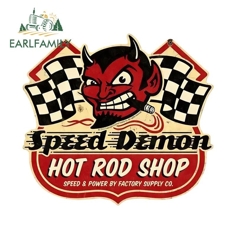 EARLFAMILY 13 см x 11 7 скоростной стикер для магазина Hot Rod с демоном водостойкие