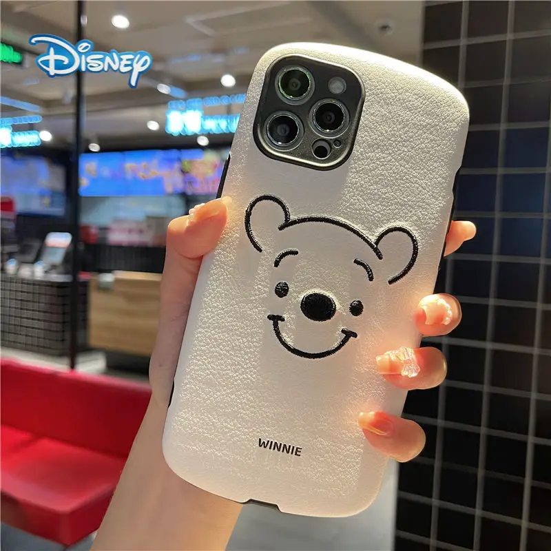 

Disney Winnie the Pooh Cartoon Embroidery Mobile Phone Case for iPhone 13 13Pro 12 12Pro 11 Pro X XS Max XR 7 8 Plus Cute Shell