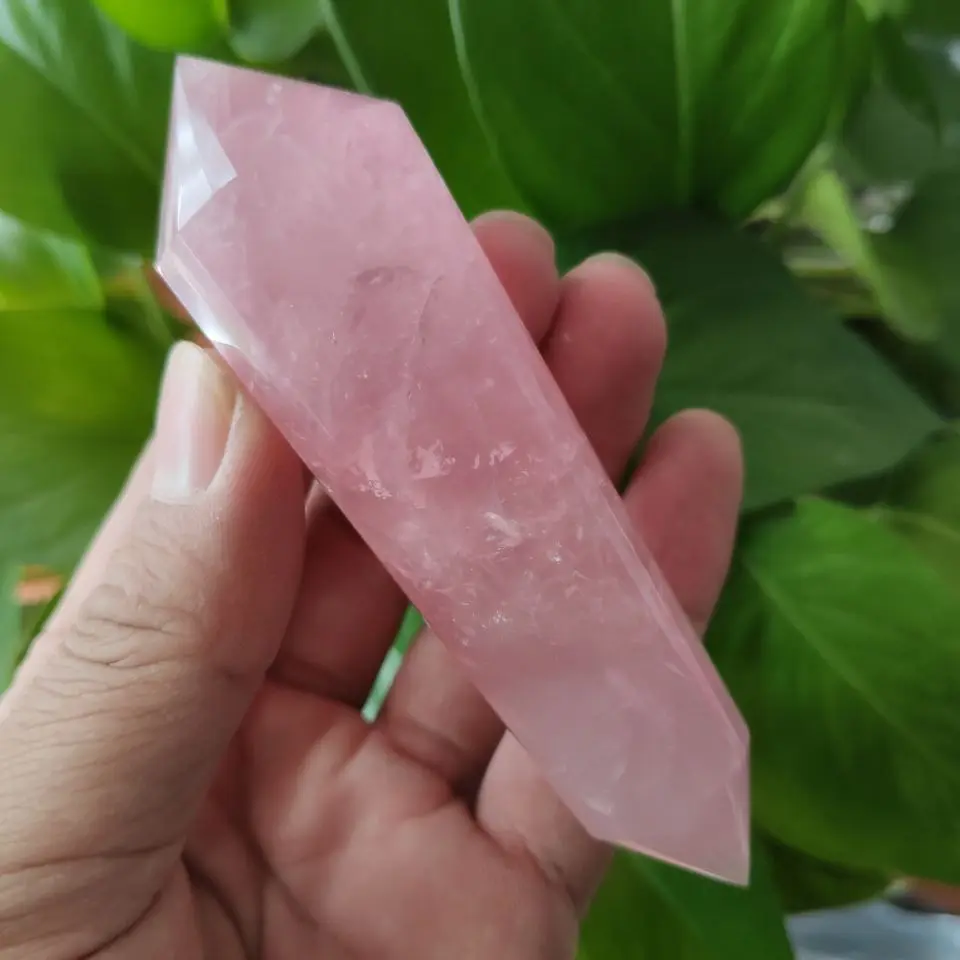 

Natural Vogel Style Rose Quartz Crystal 24 sided DT Wand Superb