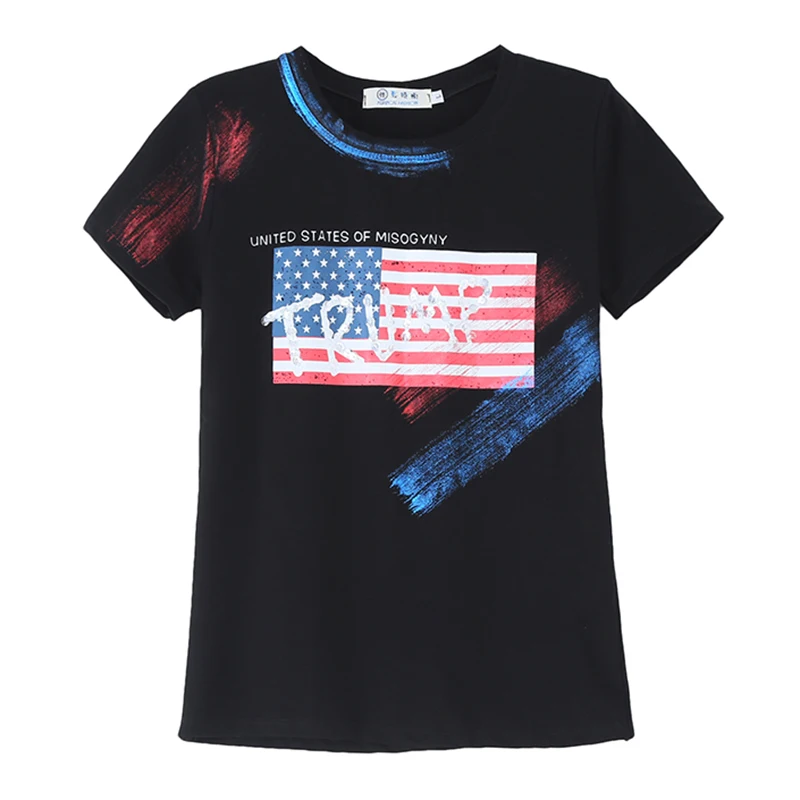 2020 New Spring Summer Fashion Doodle Print T-shirt Women Cotton Tops European Clothes Shirt Ropa Mujer Letter Slim Tees T01905 | Женская