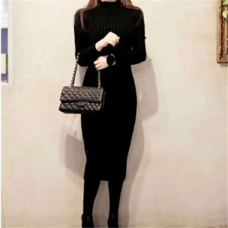 

Winter Dress Fashion Warm Women Sleeve Sweater Long Pullover Jumper Tops Knitted