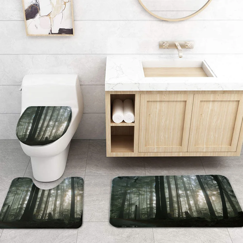 Лесная дорога солнечный свет прочная водонепроницаемая душевая занавеска набор