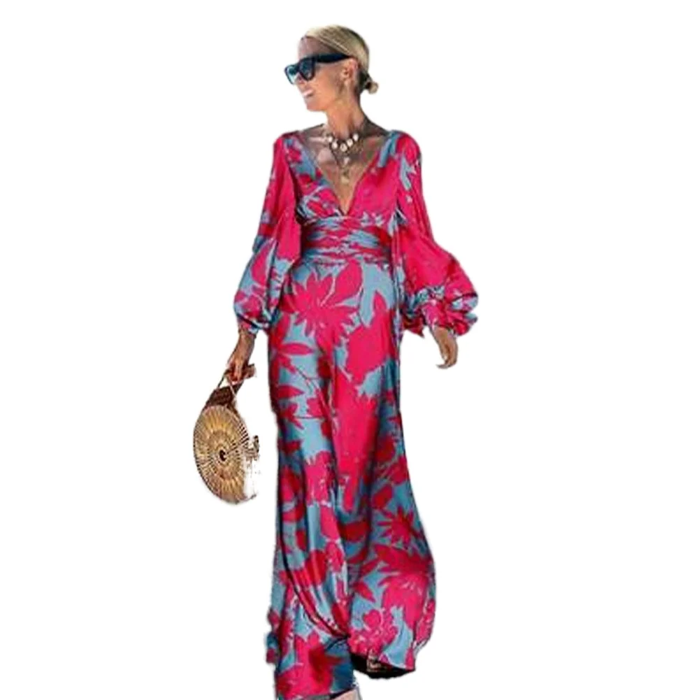 

Пятно Лето Женская одежда размера плюс express независимая станция 2021 Новые Романтические розы платье с v-образным вырезом