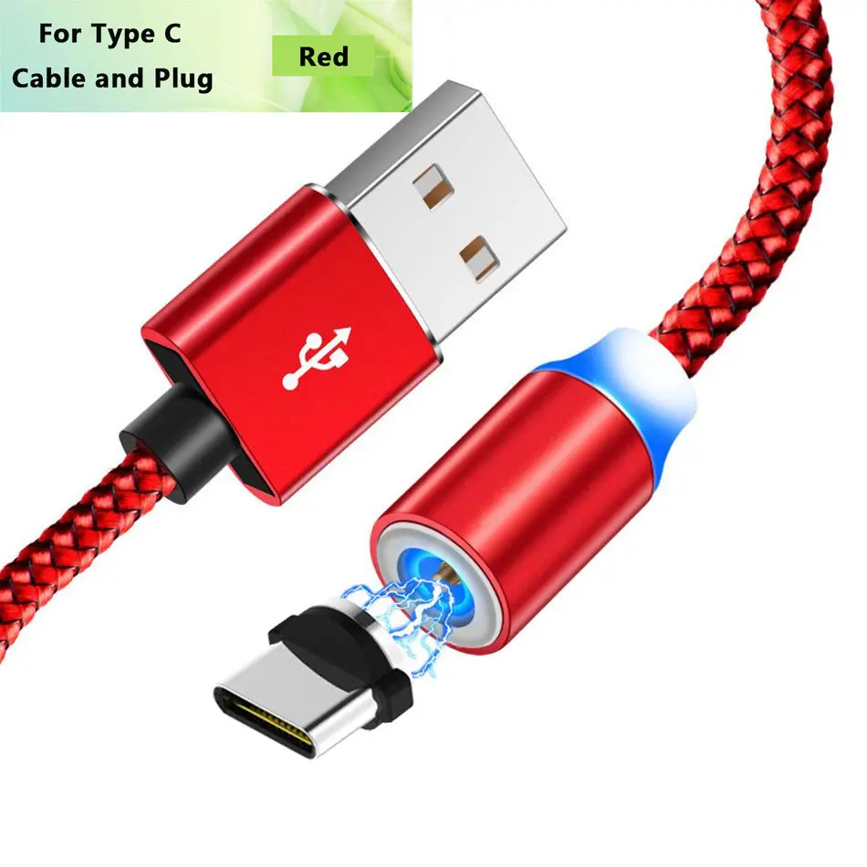 Магнитный Micro-USB кабель для передачи данных для iPhone 11 samsung для быстрой зарядки и передачи данных провод шнур магнит Зарядное устройство Тип usb C 3 м кабель для мобильного телефона - Цвет: For Type-C Red