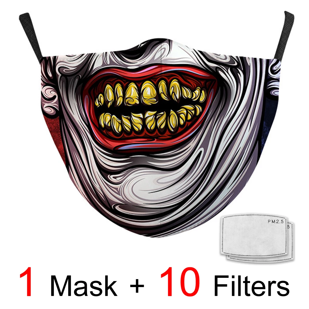 

3D Print Horrify Face Mask Adult Funny Halloween Mouth Mask Costume Accessories Unisex Windproof Masks Mascarillas