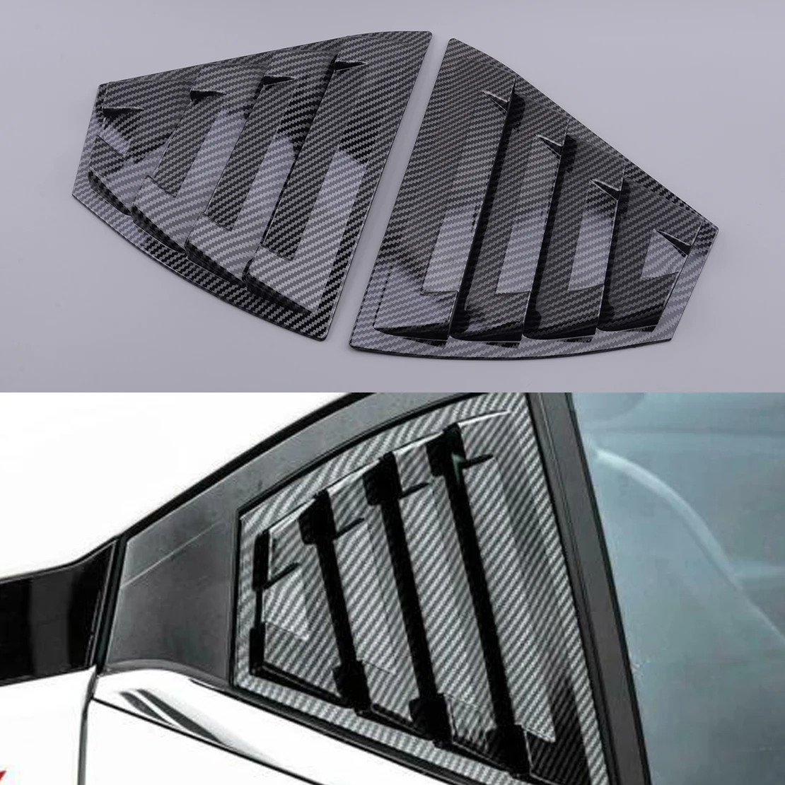 

1 Pair Carbon Fiber Style ABS Car Rear Side Vent Rear Window Louvers Scoop Fit for Nissan Sentra 2020 2021