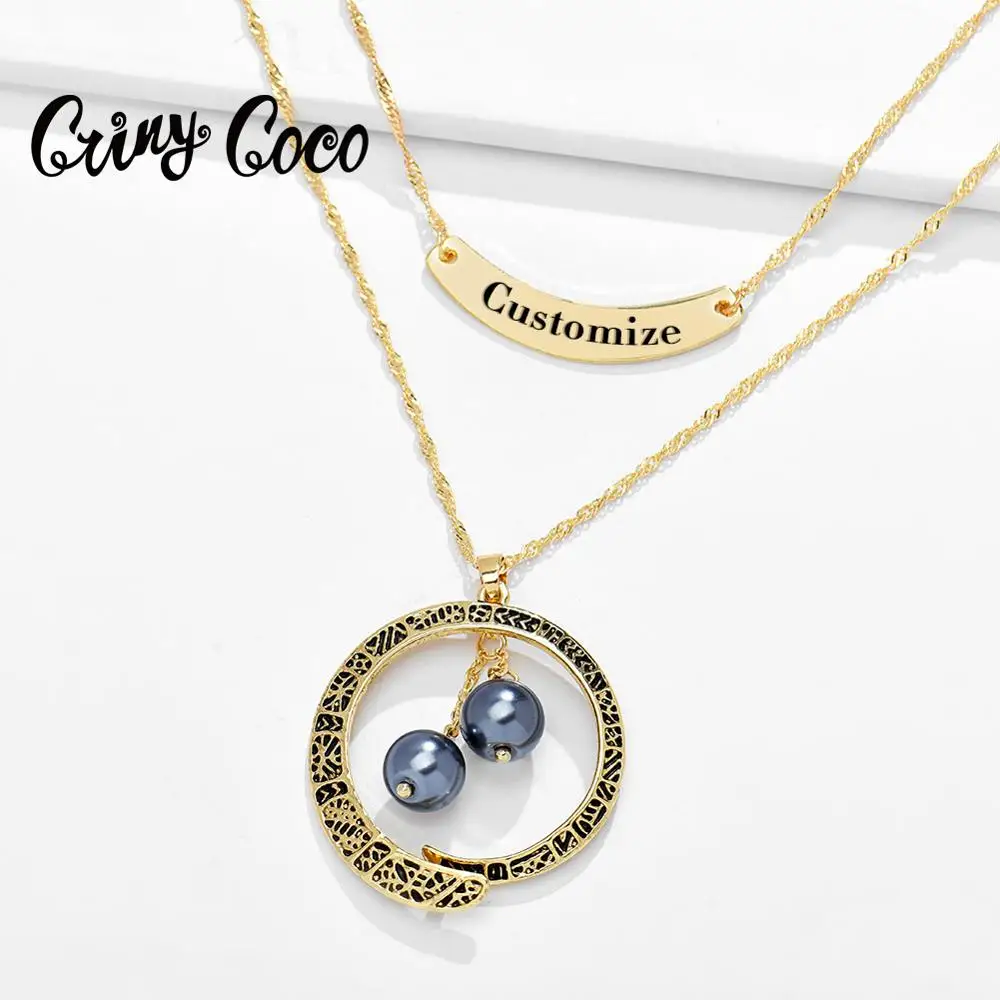 Cring Коко Винтаж пользовательское имя ожерелья многослойное Черный колье с