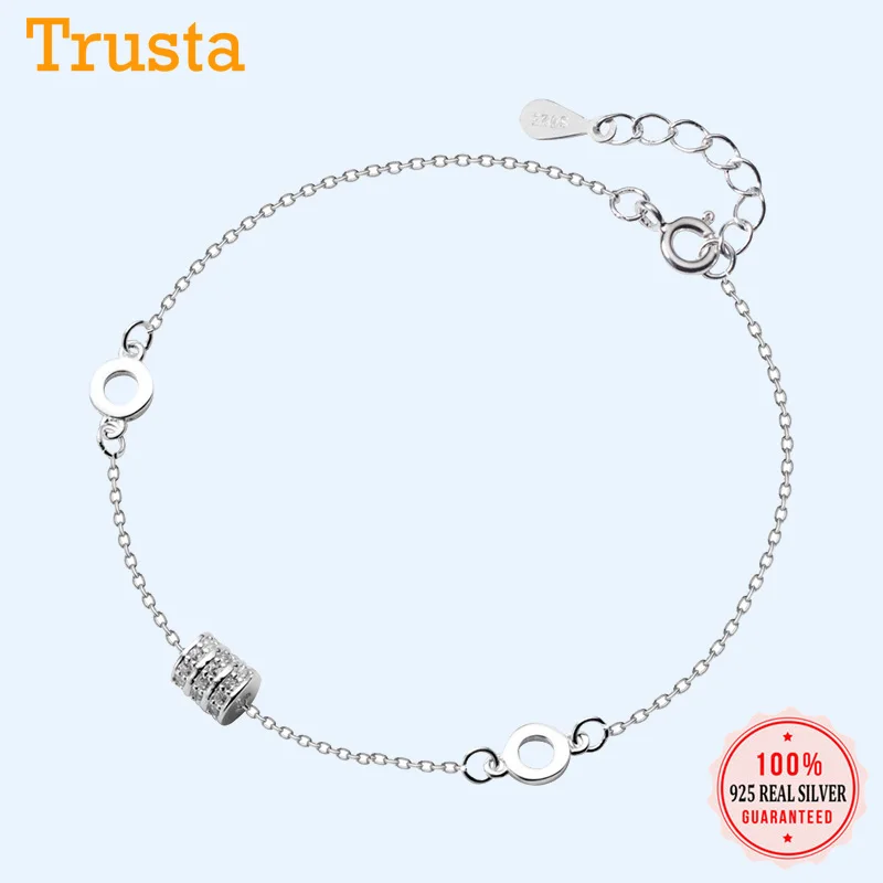 Trustdavis Аутентичные 925 стерлингового серебра милые Полые Круглые мерцающие CZ