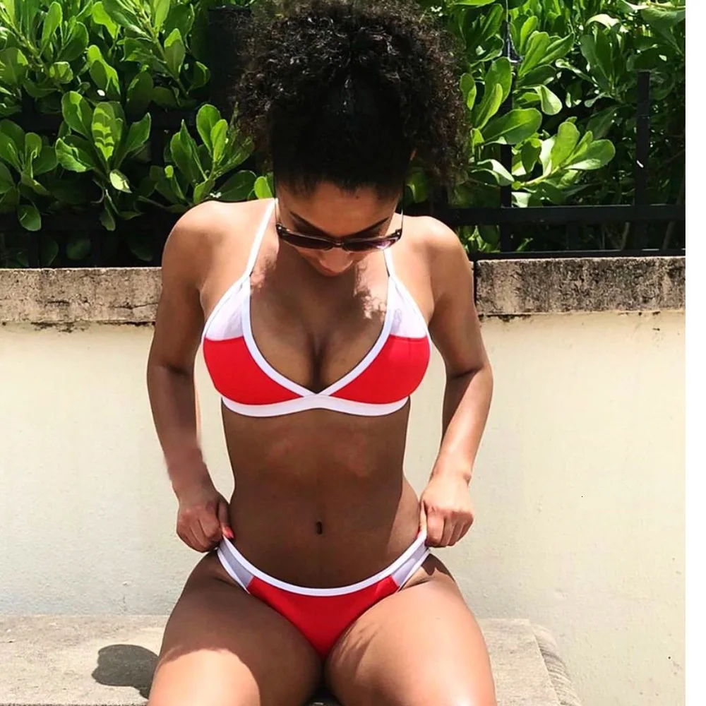 

Women's Bandage Split Bikini Set Push-up Padded Bra Swimsuit Low Waist Skinny Sling Bathing Suit 2019 New Swimwear Swimsuit