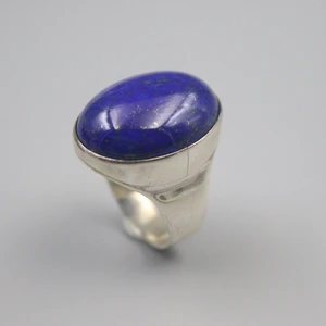 Genuine/Original Silver 925 Ring For Women Lapis Lazuli Round Gemstone Ring US 6-10