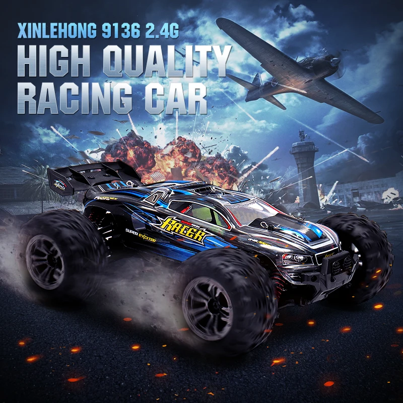 

Xinlehong 9136 1/16 2.4G 4WD 32cm Rc Racing Cars 36km/h Bigfoot Off-road Truck Vehicle Buggy Machine On The Remote Control Boys