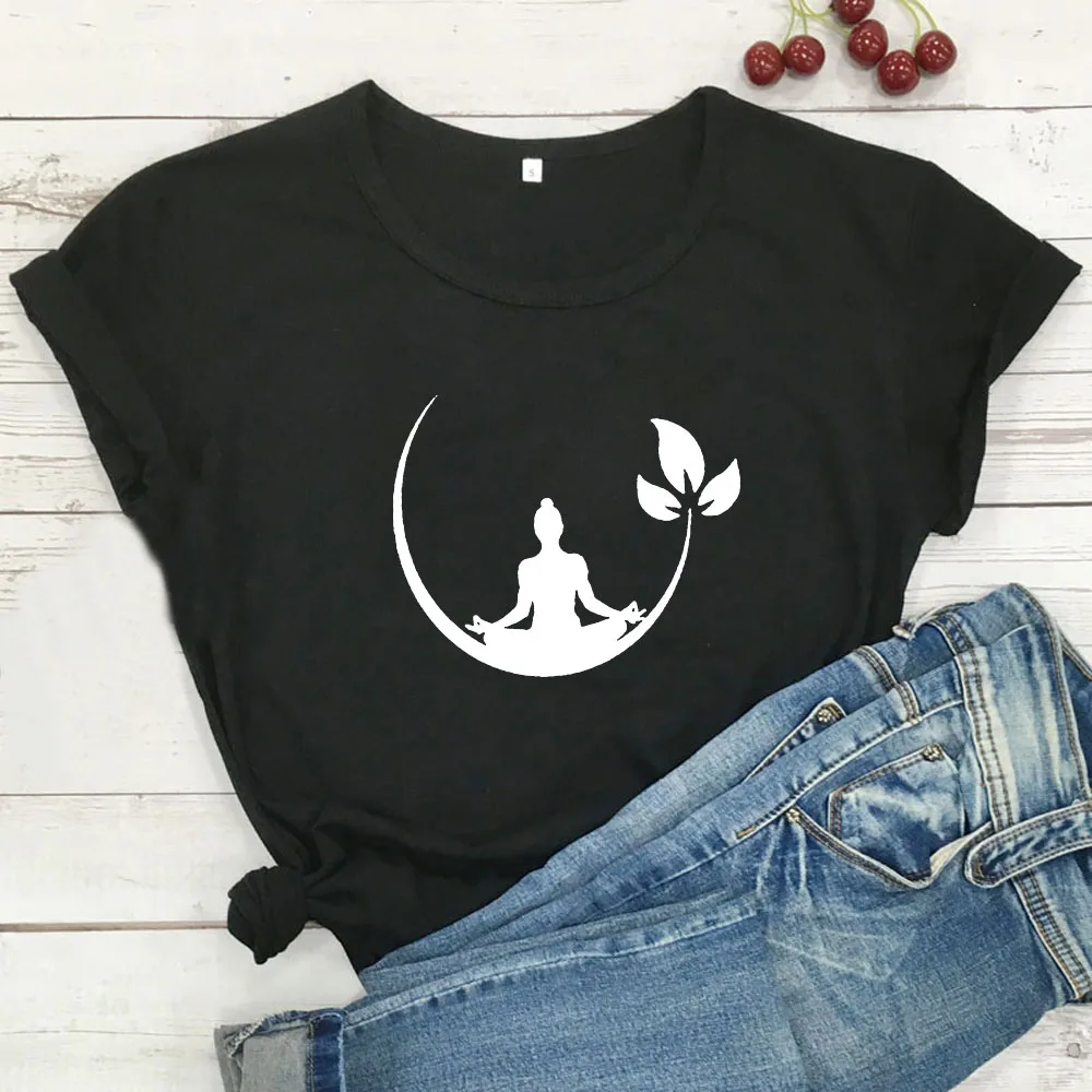 

Будда, йога Lotos Graphic, женская футболка, летняя футболка с коротким рукавом, женская футболка, хлопковая футболка, Camiseta Mujer, милая женская футбо...