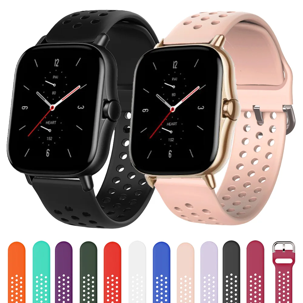 20 мм браслет для часов Amazfit GTS 2 Band GTS2 GTR 42 BIP 1S Lite силиконовые Ремешки наручных