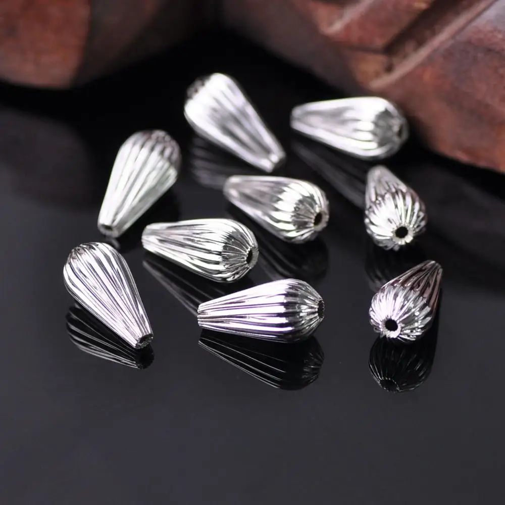 20pcs Gold Plated Color 14x7mm Teardrop Hollow Plicated Metal Brass Loose Beads lot for Jewelry Making DIY Crafts Wholesale | Украшения и