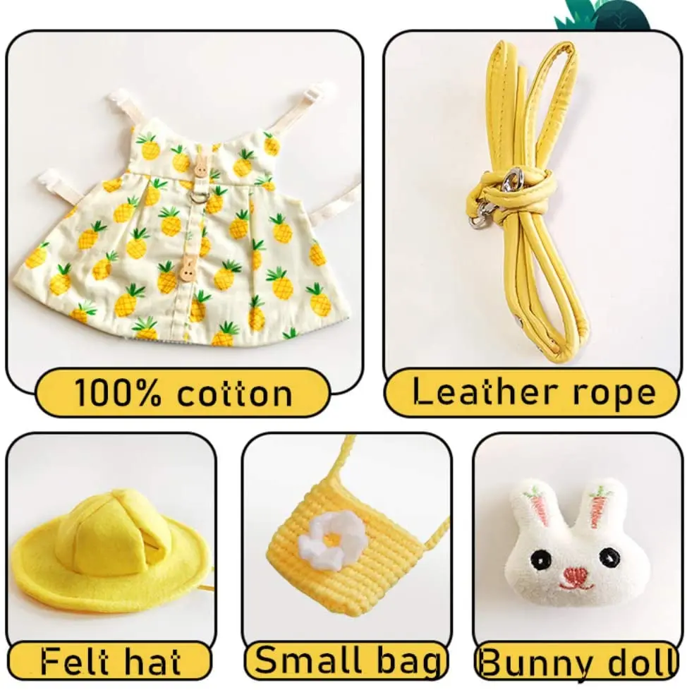 Conjunto de arn&eacute;s y correa para exteriores, bonito Chaleco de conejo, ropa con botones, decoraci&oacute;n para mascotas peque&ntilde;as, gatitos y animales peque&ntilde;os, para caminar-3
