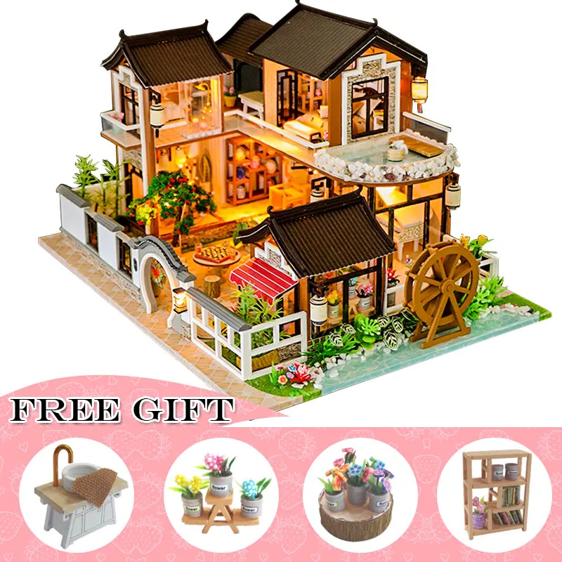 13848 Кукольный дом Миниатюрный Кукольный кукольный домик CUTEBEE, деревянная мебель для дома, игрушки для детей, подарок на день рождения 13848 - Color: 13848