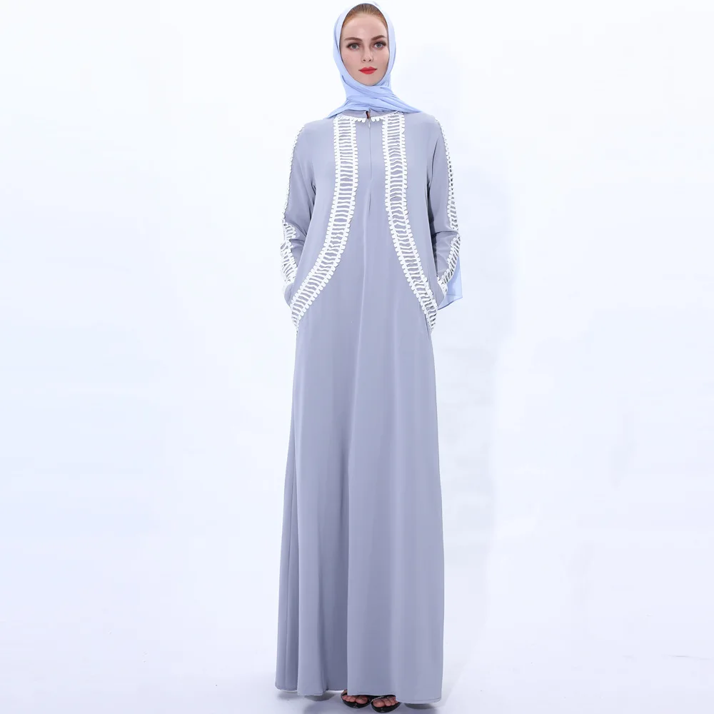 Elegant Abaya Dress Women Splice Simple Modest Muslim Dresses Kimono Elbise Turkey Islamic Moroccan Kaftan Jibab Hijab Vestidos |