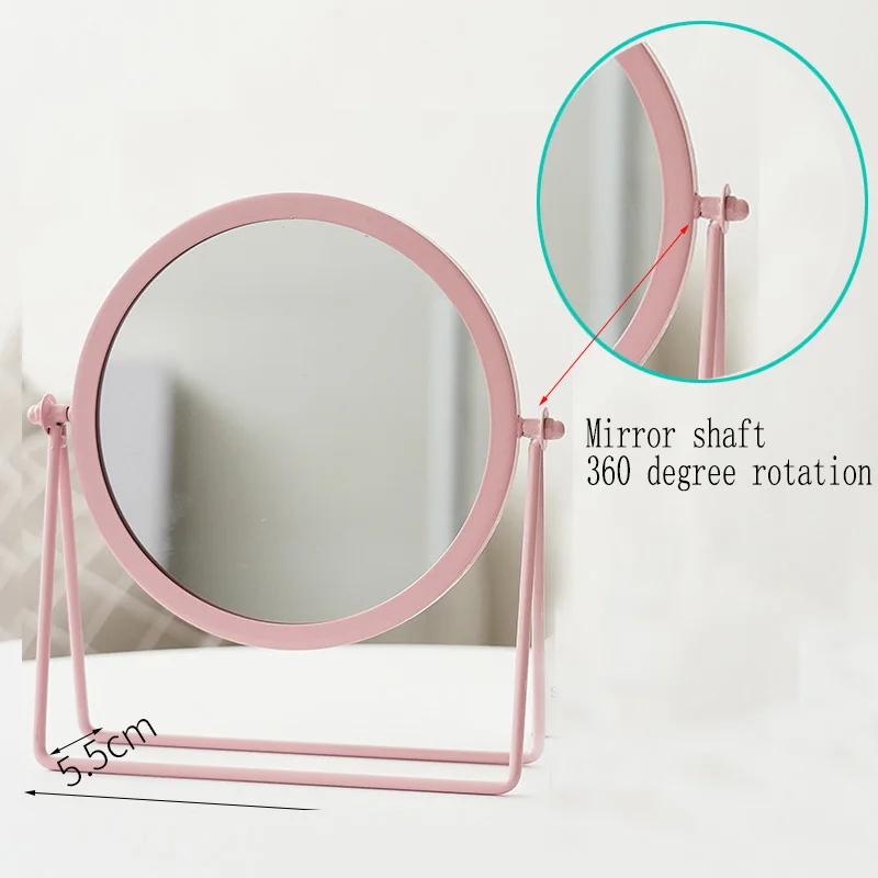 Металлическое декоративное зеркало дамское настольное для макияжа 360 ℃ круглая - Фото №1