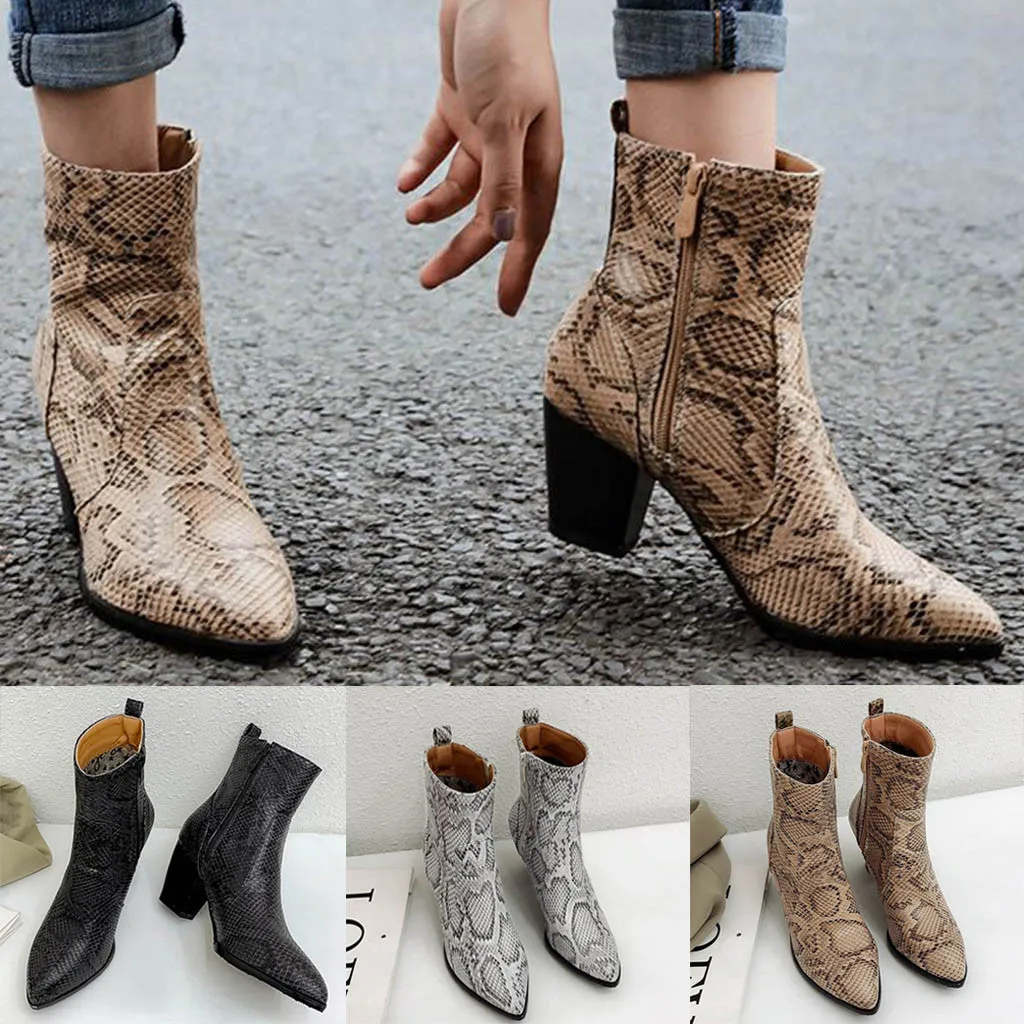 

Snakes Women Boots Ankle Boots Female Autumn Winter Shoes Woman Colorblocks Boots Women Ankle Boots