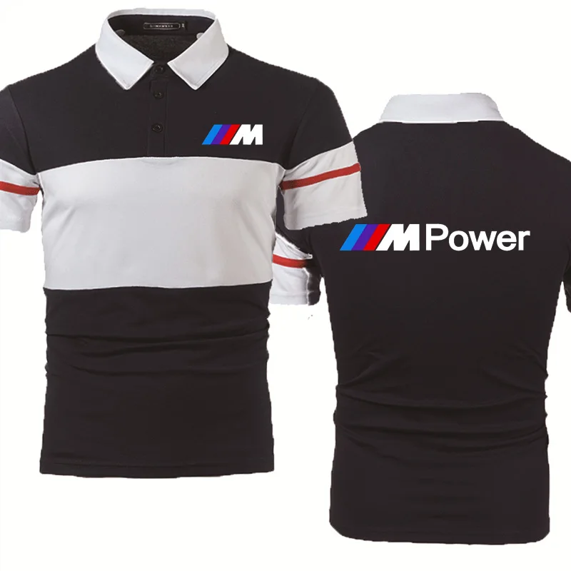 

Summer POLO shirt Brand Bmw M car logo Printing Short Sleeve Power Splicing Cotton Men's Short Sleeve