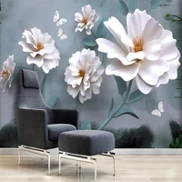 custom any size mural wallpaper modern white flower petals wall painting living room tv sofa bedroom home decor papel de parede