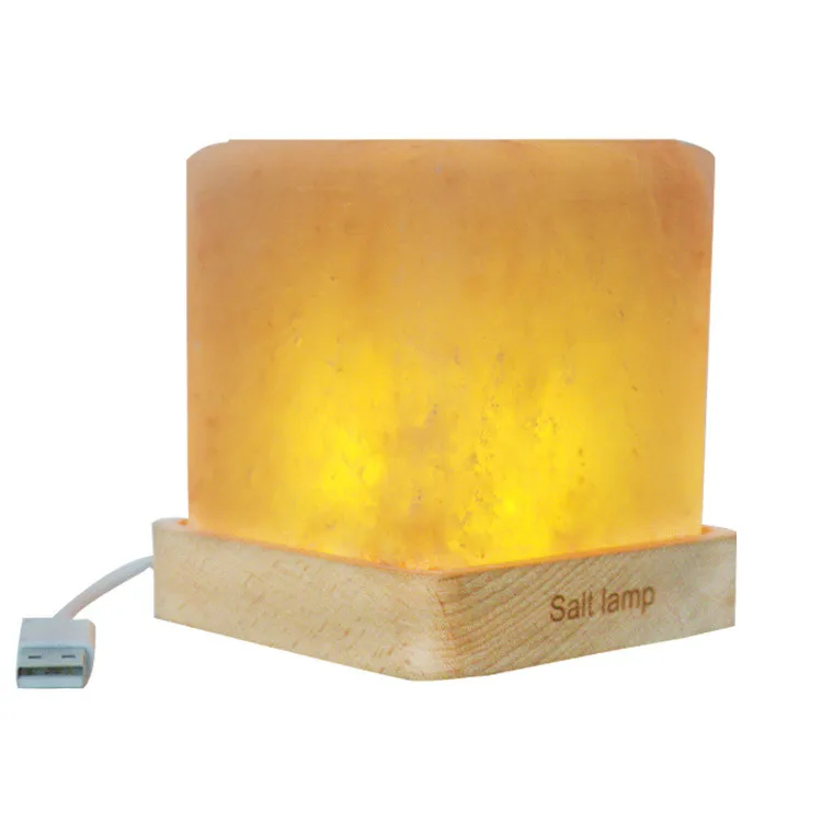 Хрустальная лампа в виде соли, светодиодный квадратный блок, деревянная основа, креативный ночник, прикроватная лампа для спальни, настольн... от AliExpress RU&CIS NEW
