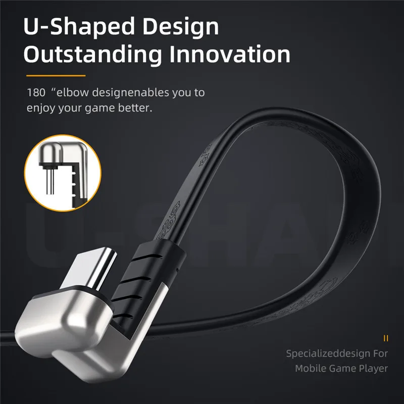 Кабель USB C 2.1A 90 градусов игровой кабель для Samusng Huawei P40 5G шнур быстрой зарядки