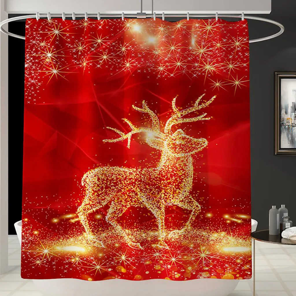 Принт с рождественским лосем коврик для ванной комнаты и занавеска душа