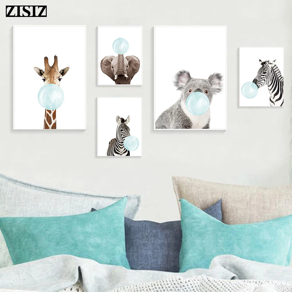 Жевательная резинка животные для семьи малышей принт детской постеры жираф