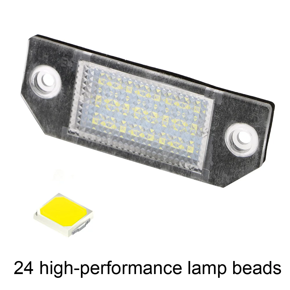 

No Error For Ford Focus C-MAX MK2 03-08 2PCS 24 LED White Light Car License Plate Lights 6W DC12V Number Plate Lamp