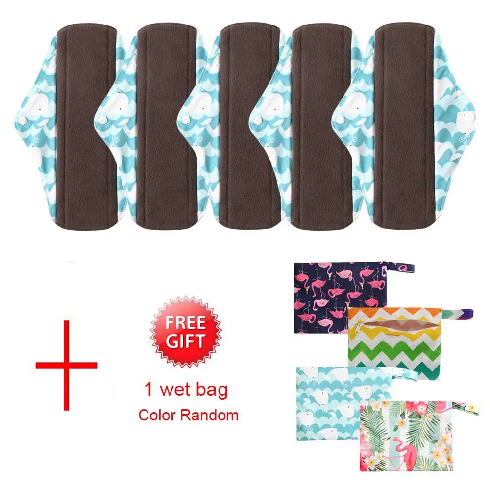 5 шт. многоразовые подкладки для трусиков с 1 влажной сумкой водонепроницаемые
