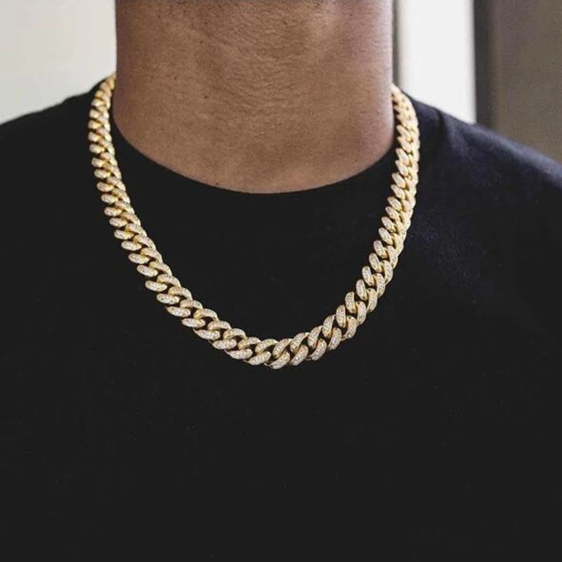US7, 15 мм, кантри, кубинская цепь, золото, серебро, Bling Iced Out, проложенные стразы, CZ Rapper для мужчин, хип-хоп ювелирные изделия, 20-30 дюймов