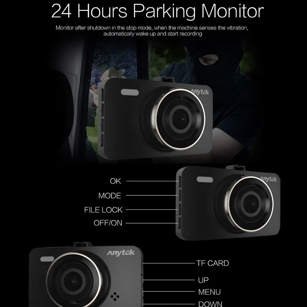 3 дюйма ips Full HD 1080P 170 градусов широкоугольный Dashcam Автомобильный видеорегистратор Камера ночного видения видеорегистратор для вождения для Anytek A78