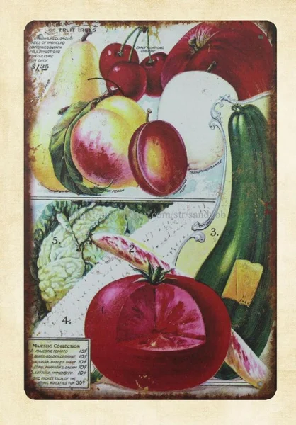 

Декоративные репродукции, овощи, фрукты, металлический жестяной знак