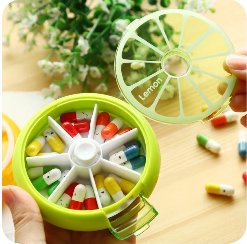 Еженедельная вращающаяся коробка для таблеток Дорожный Чехол разветвитель