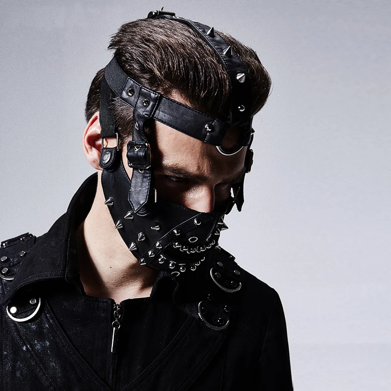 Панк РЕЙВ панк брендовая Новинка стимпанк черная маска с заклепками модная
