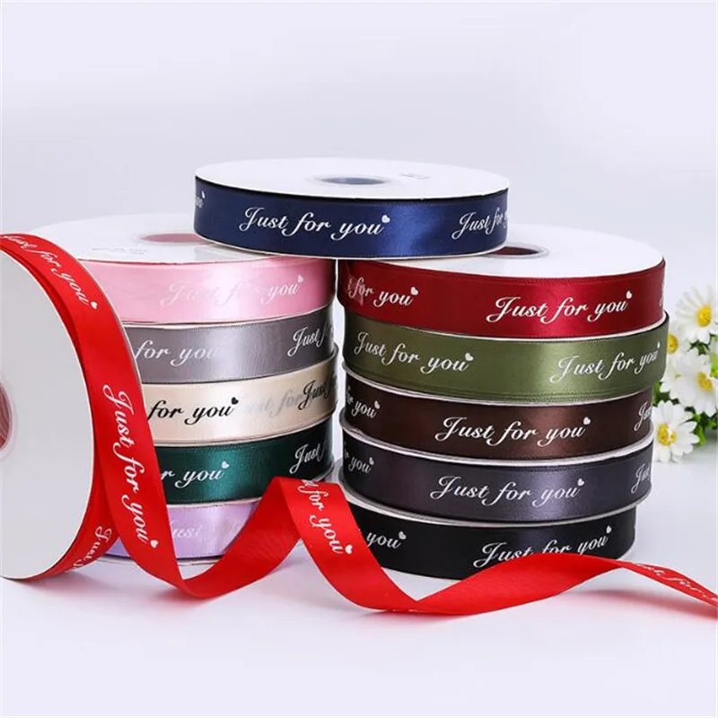 

25mm 5M Just For You Printed Polyester Ribbon for Wedding Christmas Party Decorations DIY Bow Craft Ribbons Card Gifts Wrapping