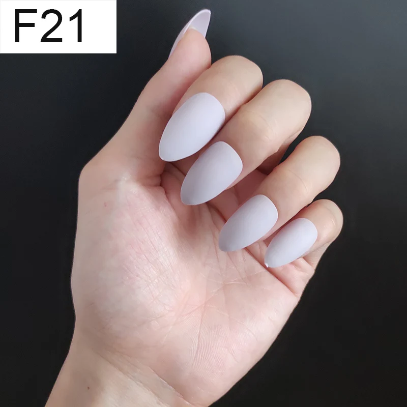 F21 Stiletto x 1PC 24 шт./компл. стилет балерина гроб круглый овальной формы с полным покрытием матовая накладные ногти для ног, мягкая на ощупь, накладные ногти искусственные ногти Нейл Арта, набор - Цвет: F21 Stiletto x 1PC