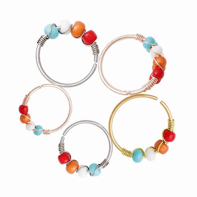 

1PCS Boho Bead Nose Ring Surgical Steel Septum Piercing Hoop Indian Nose Ear Piercing Gold Women Body Jewelry Accessories