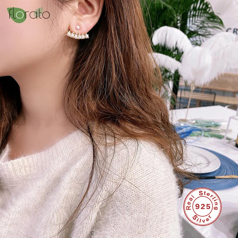 Серьги-гвоздики из искусственного жемчуга стерлингового серебра 925 пробы