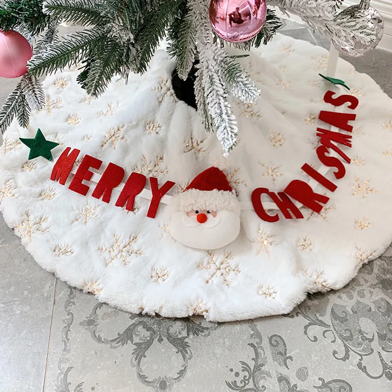 High-end White Christmas Tree Skirt Thicke Plush Faux Fur Xmas Merry Decoration Ornament New Year Home Decor Navidad Carpet | Дом и сад