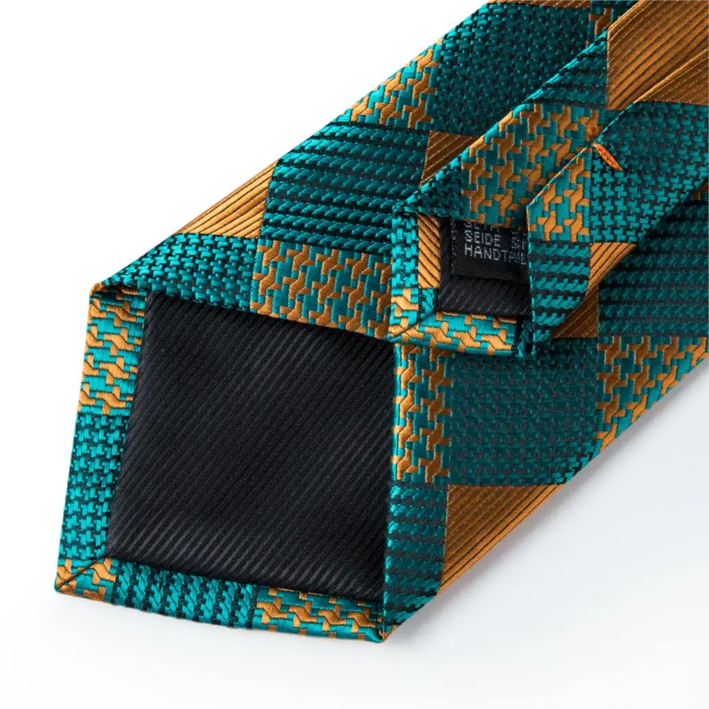 

Gift Men Tie Teal Green Paisley Novelty Design Silk Wedding Tie for Men Handky cufflink Tie Set DiBanGu Party Business Fashion