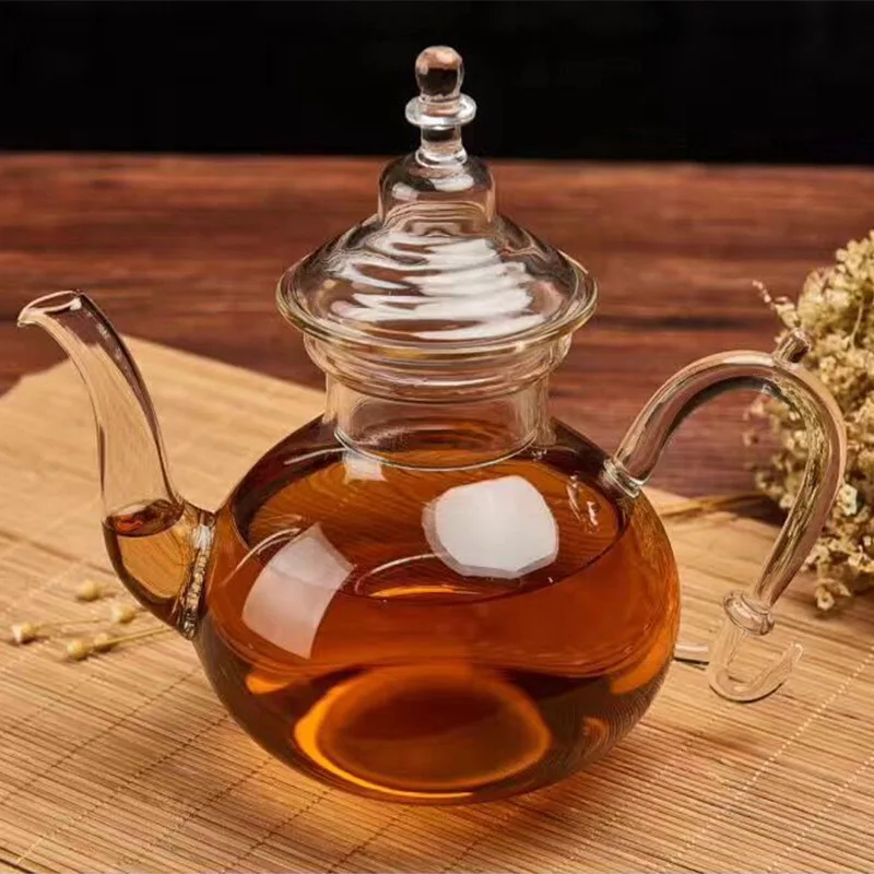 

High temperature resistant glass tea set Filtered glass flower teapot Personality profile