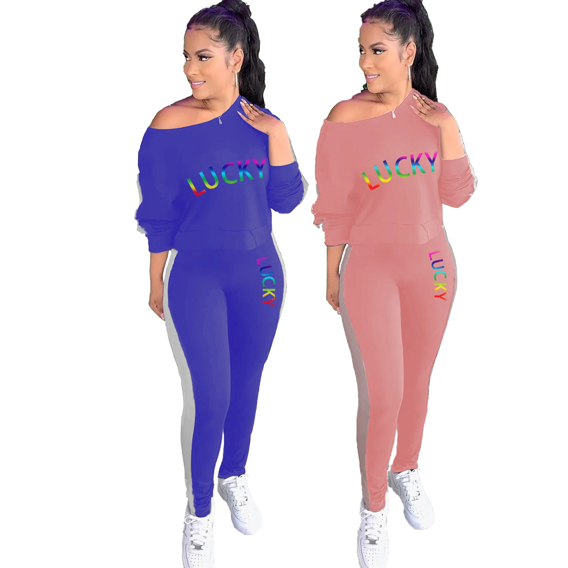

Wholesale New Product Joggers Women Two Piece Outfits Matching Sets Letter Printed Hoodies Sweatshirt Pants Trousers