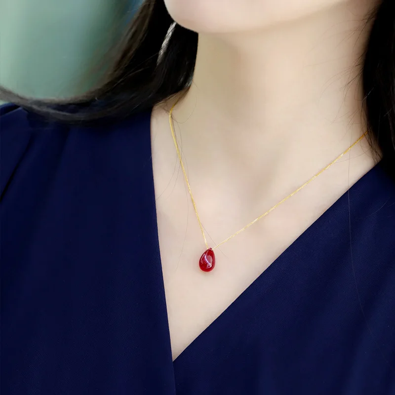 Бренд DAIMI большой зерна с Рубиновой подвеской женский натуральный Лисий мех из