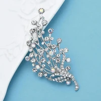 wulibaby white czech rhinestone flower brooches for women sparkling beauty flower party office brooch pin gifts