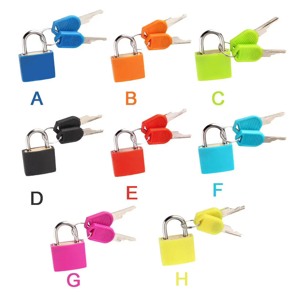 

Small Mini Strong Steel Padlock Travel Suitcase Diary Lock With 2 Keys 8 Colors Luggage Security Locks New Journal Gift