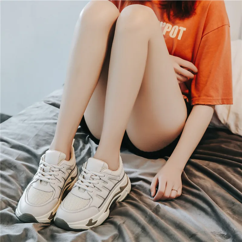 

Asumer 2020 high quality flat platform sneaker women casual shoes round toe Breathable mesh Web Celebrity dad shoes ladies