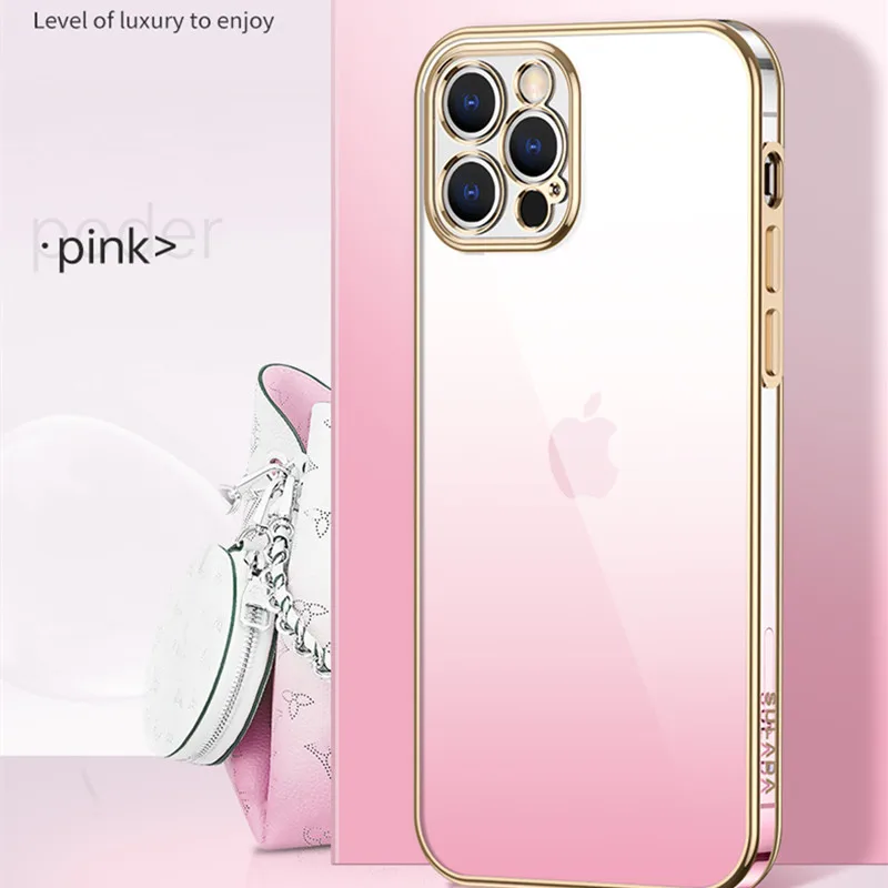 

Original Sulada Colorful Case For Apple iPhone 13 Pro Max 12 Gradient Clear Slim Soft Back Eletroplated Glossy Bumper Cover