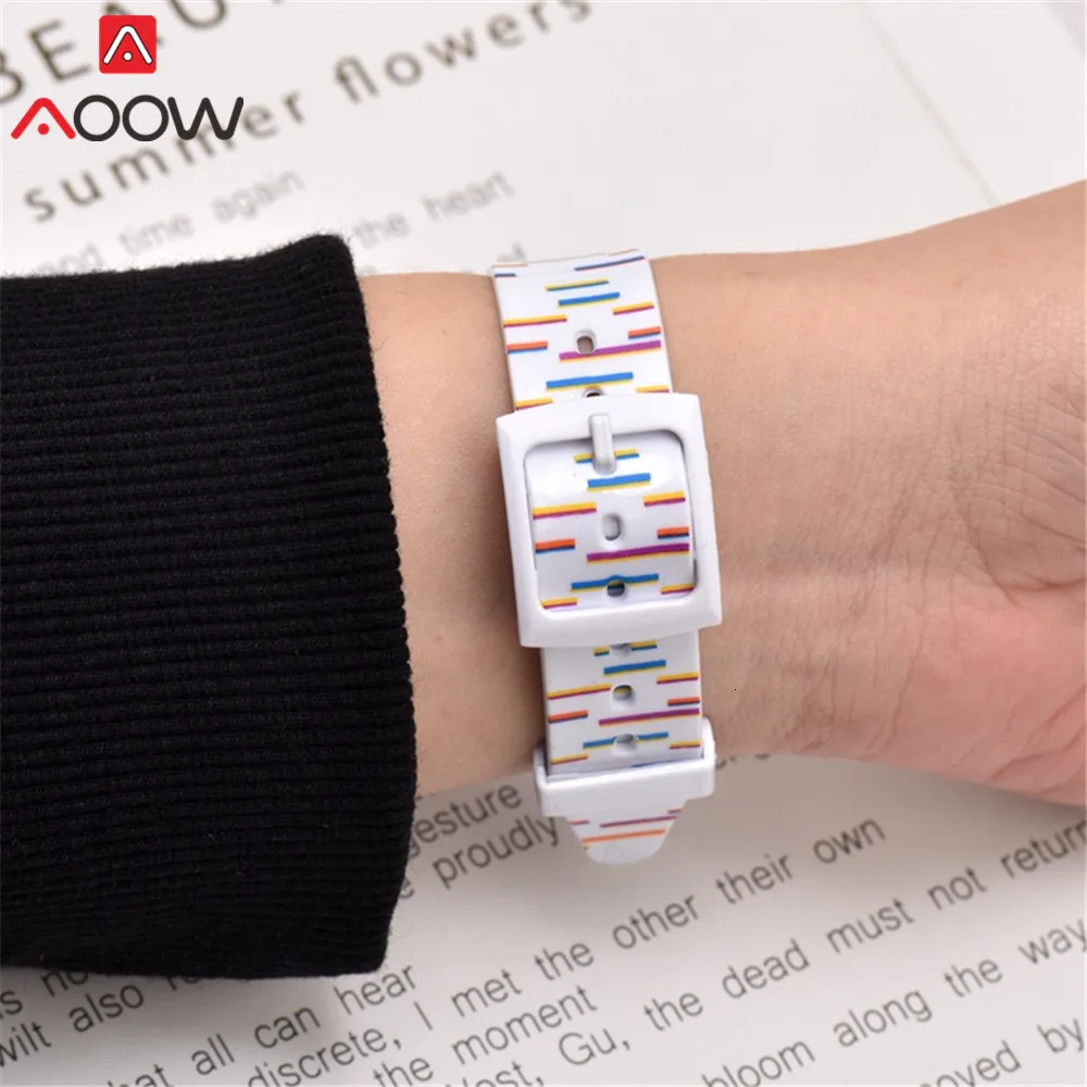 16 мм 17 мм 19 мм Красочные Силиконовый ремешок для наручных часов часы swatch Радуга Для мужчин Для женщин резиновые, сменный ремешок для наручных часов, ремешок аксессуары